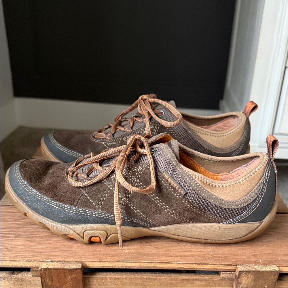 Merrell Mimosa Glee Mocha Brown and Tan Walking Shoes size 9 EUC